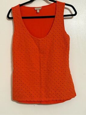 Banana Republic Bright Orange Eyelet Scoop Tank